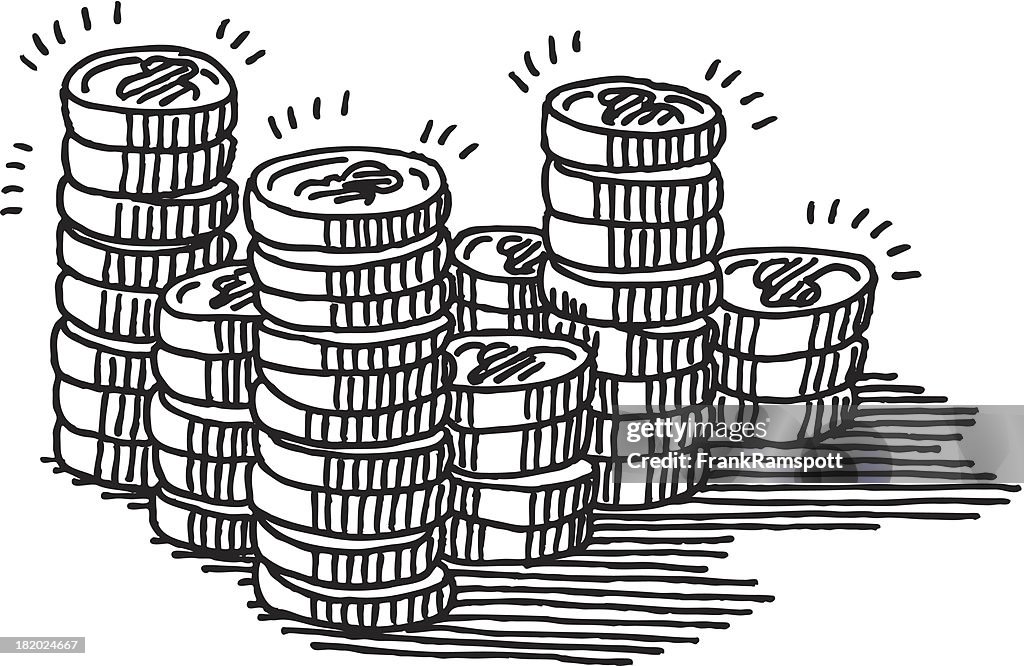 Red Coin Drawing Stack Of Coins Clip Art