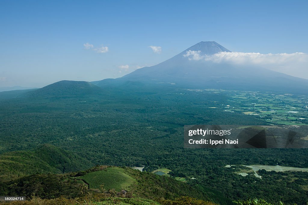 Mt. Fuji and Aokigahara Forest from above