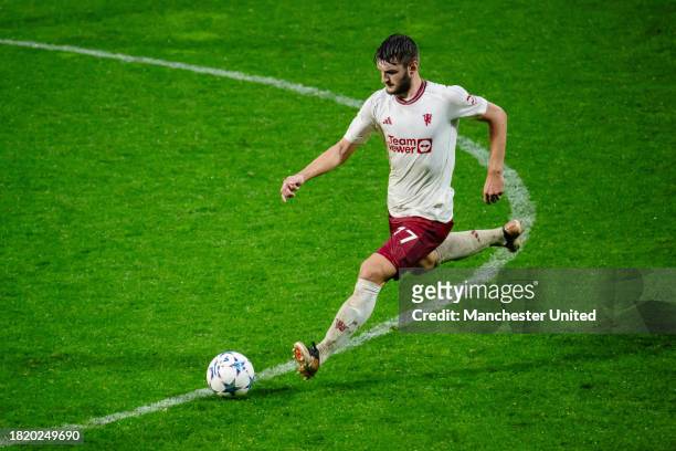 Jack Kingdon of Manchester United in action during the UEFA Youth League match between Galatasaray A.S. And Manchester United at on November 29, 2023...