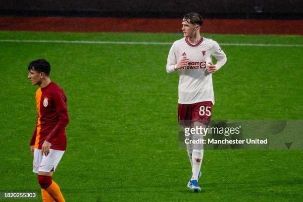 Jack Fletcher of Manchester United in action during the UEFA Youth League match between Galatasaray A.S. And Manchester United at on November 29,...