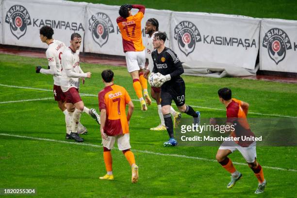 Elyh Samuel Harrison of Manchester United in action during the UEFA Youth League match between Galatasaray A.S. And Manchester United at on November...