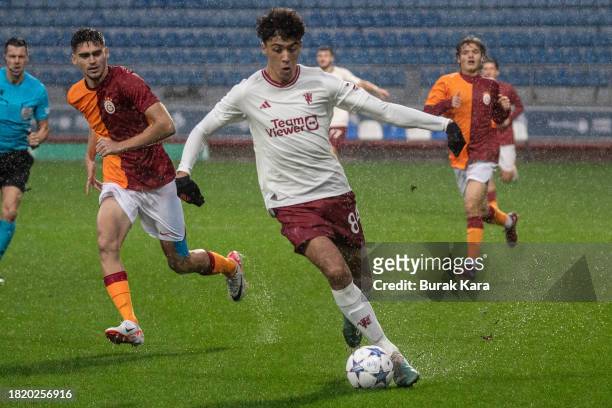 Jayce Fitzgerald of Manchester United is in action during the UEFA Youth League match between Galatasaray A.S. And Manchester United at on November...