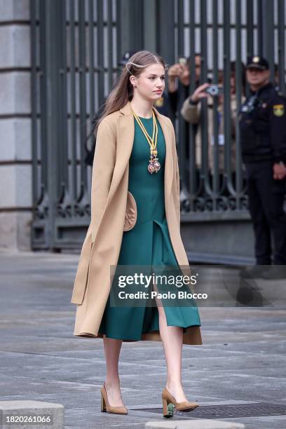 Crown Princess Leonor of Spain attends the solemn opening of the 15th legislature at the Spanish Parliament 29, 2023 in Madrid, Spain.