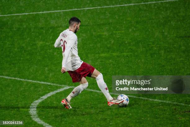 Ruben Curley of Manchester United in action during the UEFA Youth League match between Galatasaray A.S. And Manchester United at on November 29, 2023...