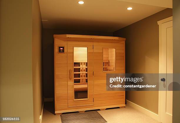 infra red sauna inside home - infrared stock pictures, royalty-free photos & images