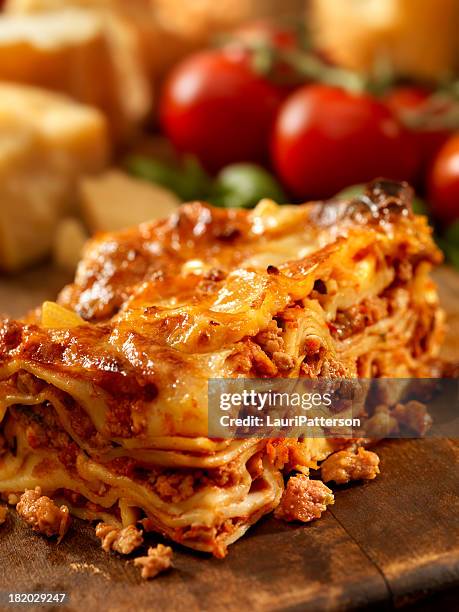 authentic italian meat lasagna - serving lasagna stock pictures, royalty-free photos & images