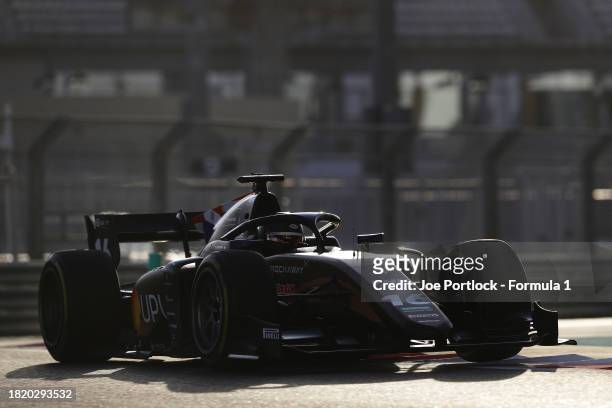 Joshua Duerksen of Paraguay and PHM Racing drives on track during day 1 of Formula 2 testing at Yas Marina Circuit on November 29, 2023 in Abu Dhabi,...