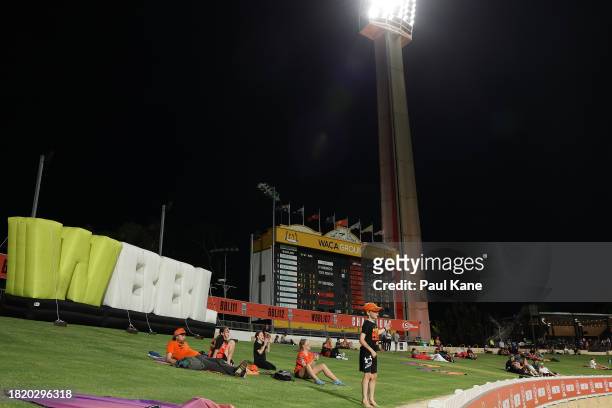 Spectators look on during The Challenger WBBL finals match between Perth Scorchers and Brisbane Heat at the WACA, on November 29 in Perth, Australia.