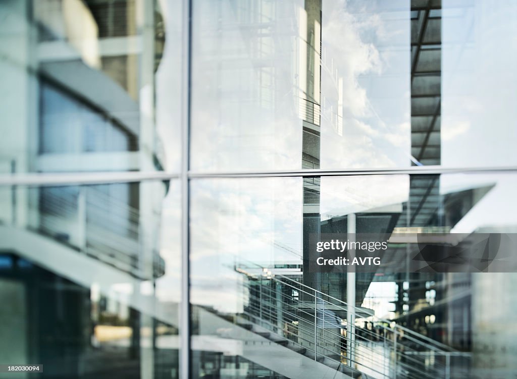 Abstract Glass Facade of Modern Office Building