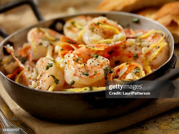 shrimp scampi - garlic sauce stock pictures, royalty-free photos & images