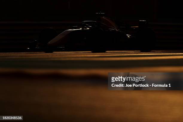 Zane Maloney of Barbados and Rodin Carlin drives on track during day 1 of Formula 2 testing at Yas Marina Circuit on November 29, 2023 in Abu Dhabi,...