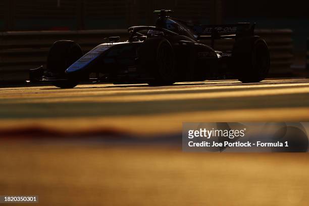 Juan Manuel Correa of United States and DAMS drives on track during day 1 of Formula 2 testing at Yas Marina Circuit on November 29, 2023 in Abu...