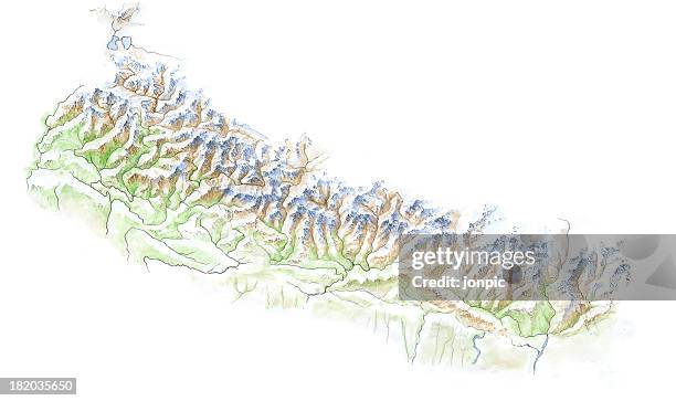 hand painted map - nepal - bairavkund lekh stock pictures, royalty-free photos & images