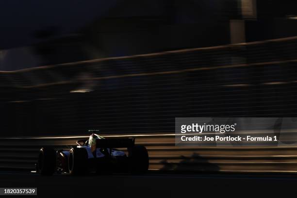 Oliver Bearman of Great Britain and PREMA Racing drives on track during day 1 of Formula 2 testing at Yas Marina Circuit on November 29, 2023 in Abu...