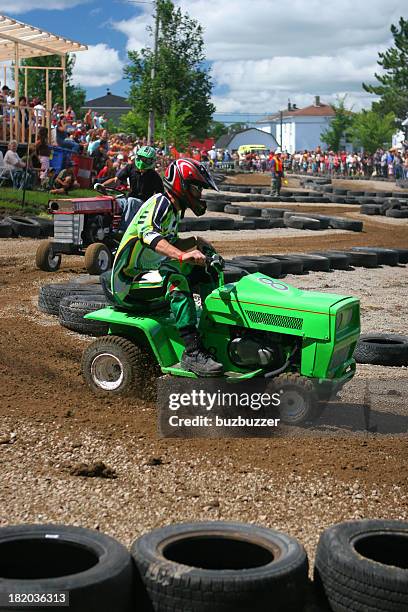 tractor racing - lawn mower stock pictures, royalty-free photos & images