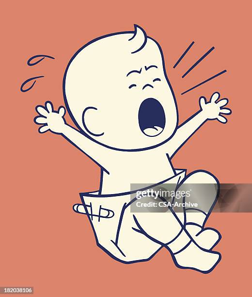 ilustraciones, imágenes clip art, dibujos animados e iconos de stock de chillar bebé - crying