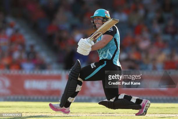 Laura Harris of the Heat bats during The Challenger WBBL finals match between Perth Scorchers and Brisbane Heat at the WACA, on November 29 in Perth,...