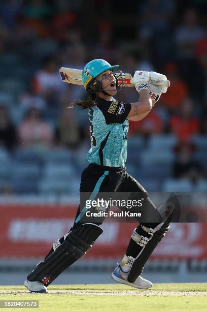 Amelia Kerr of the Heat bats during The Challenger WBBL finals match between Perth Scorchers and Brisbane Heat at the WACA, on November 29 in Perth,...