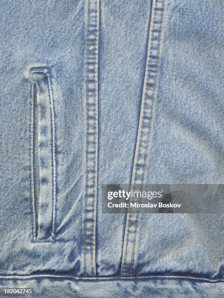 high resolution powder blue denim jacket detail - hem stock pictures, royalty-free photos & images