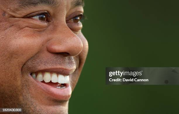 Portrait of Tiger Woods of The United States during the pro-am as a preview for the Hero World Challenge at Albany Golf Course on November 29, 2023...