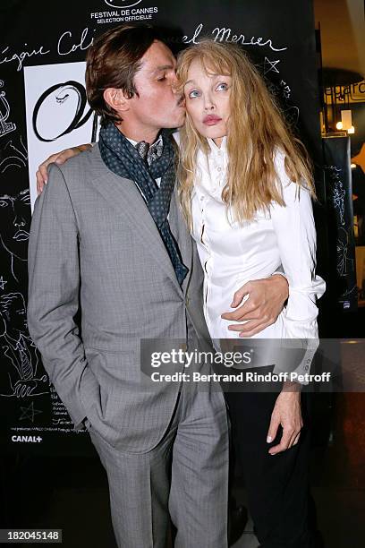 Creator of the poster of the movie Elie Top and Director of the movie Arielle Dombasle attend 'Opium' movie Premiere, held at Cinema Saint Germain in...