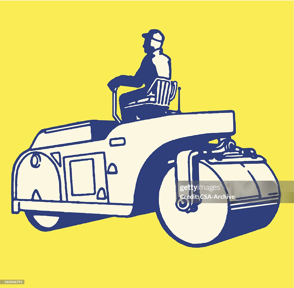 Man Driving Roller