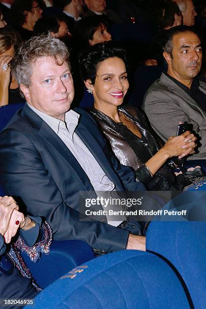 Arida Khelfa and her husband Henri Seydoux attend 'Opium' movie Premiere, held at Cinema Saint Germain in Paris on September 27, 2013 in Paris,...