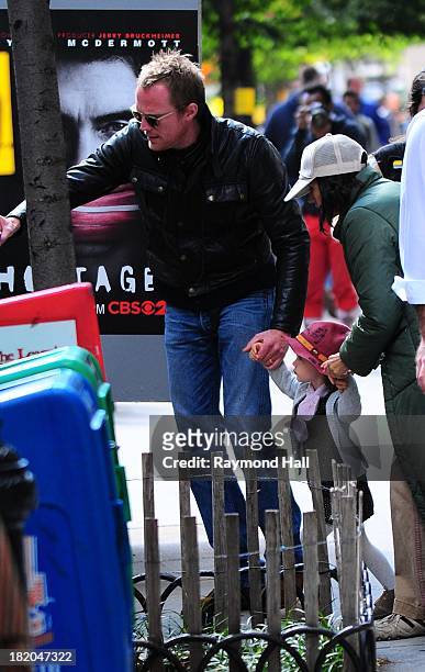 Actress Jennifer Connelly,Paul Bettany,Agnes Lark are seen on the set of "Shelter" on September 27, 2013 in New York City.