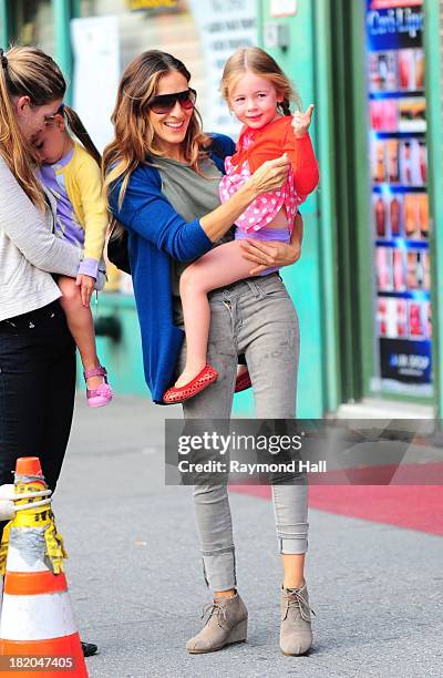 Tabitha Broderick, actress Sarah Jessica Parker and Marion Broderick are seen in Soho on September 27, 2013 in New York City.