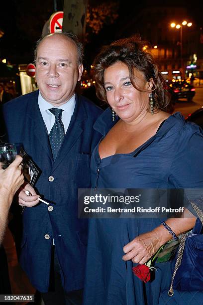 Marc Lambron and Valerie Solvit attend the 'Opium' movie premiere, held at Cinema Saint Germain in Paris on September 27, 2013 in Paris, France.