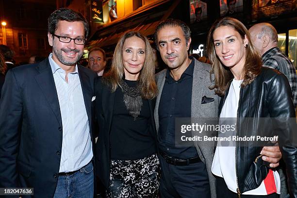 Marisa Berenson , her companion Jean-Michel Simonian , her daghter Starlie and the husband of her daughter attend the 'Opium' movie premiere, held at...