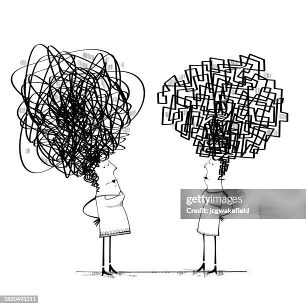 scribble haircut - big hair stock illustrations