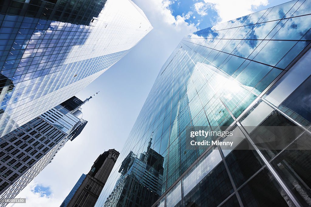 Blue Manhattan Skyscapers Wall Street Financial District New York City