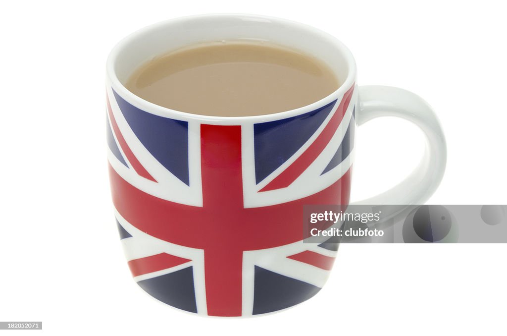 British mug full of hot tea