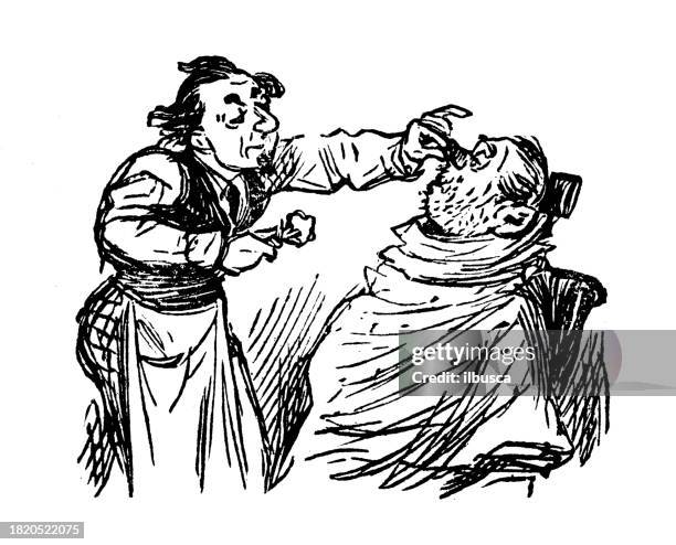 british satire caricature comic cartoon illustration - shaving brush stock illustrations