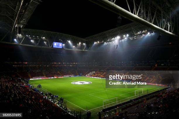 General view of the inside of the stadium prior to the UEFA Champions League match between Galatasaray A.S. And Manchester United at Ali Sami Yen...