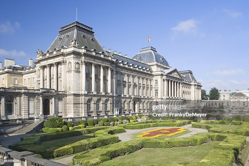 Park with Belgian Royal palace in Brussels