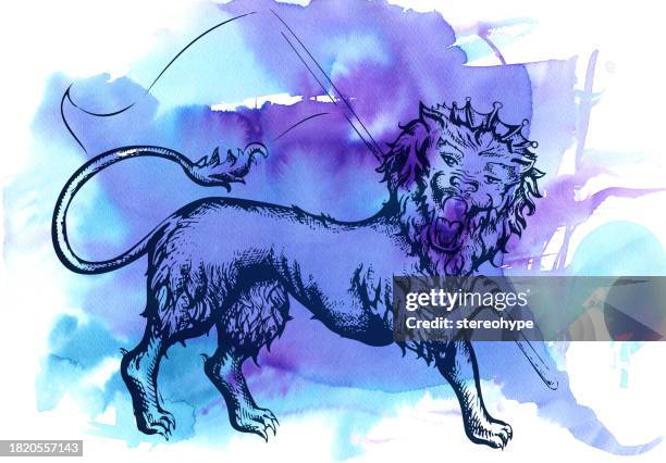 royal blue lion - cat scratching stock illustrations