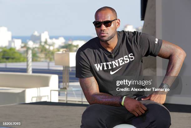 Champion and Miami HEAT player LeBron James attends a press conference to announce the launch of new watch for Audemars Piguet on September 27, 2013...