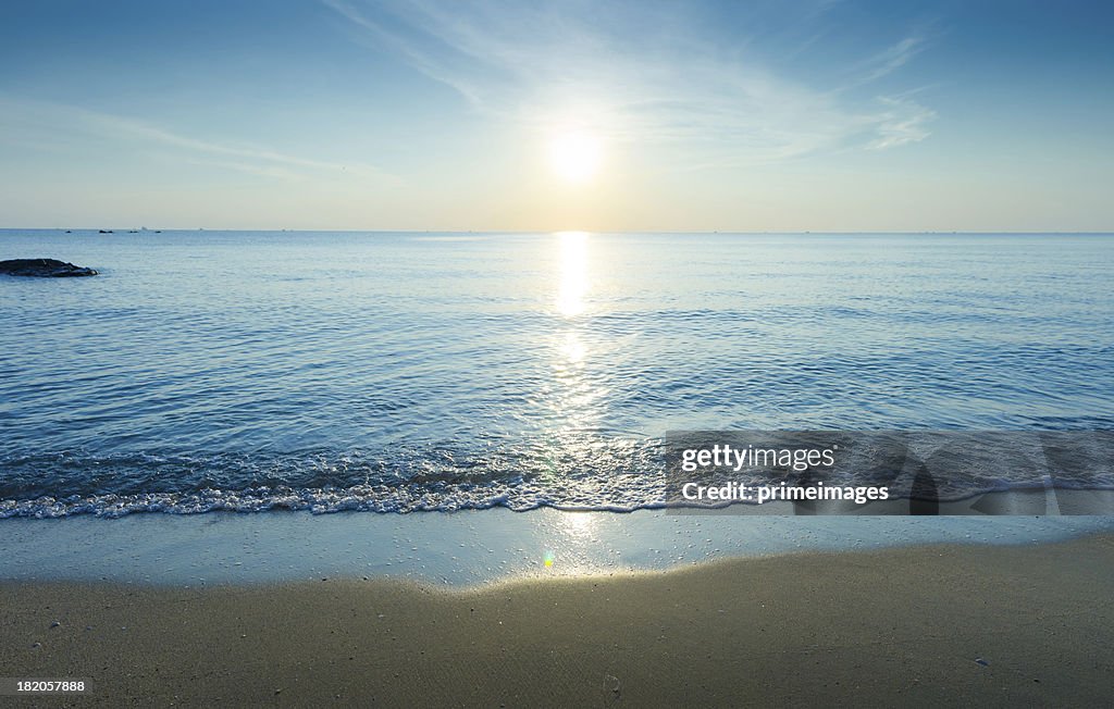 Beautiful silhouette sunset at the tropical beach