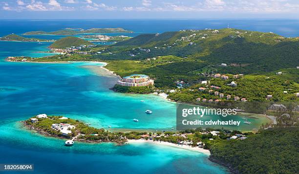 aerial shot of coki point, st. thomas, us virgin islands - virgin islands stock pictures, royalty-free photos & images