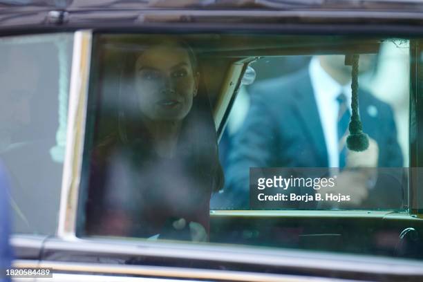 Queen Letizia of Spain attends the solemn opening of the 15th legislature at the Spanish Parliamen on November 29, 2023 in Madrid, Spain.