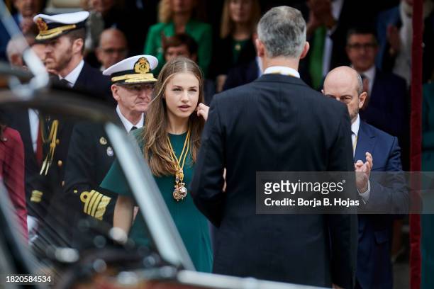 Crown Princess Leonor of Spain attends the solemn opening of the 15th legislature at the Spanish Parliamen on November 29, 2023 in Madrid, Spain.