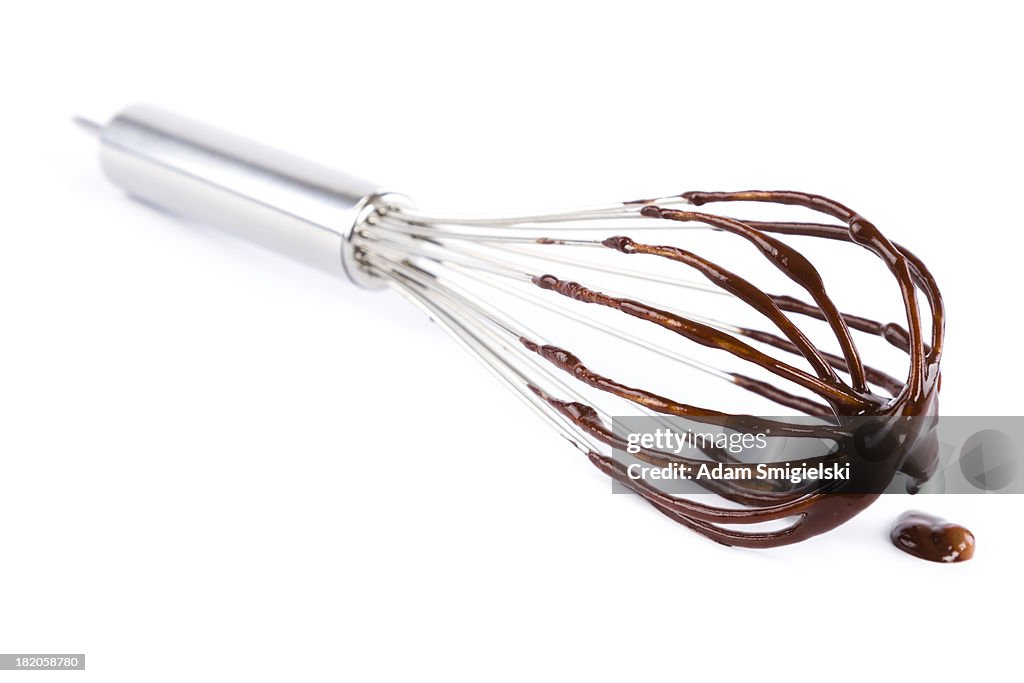 Wire whisk with chocolate
