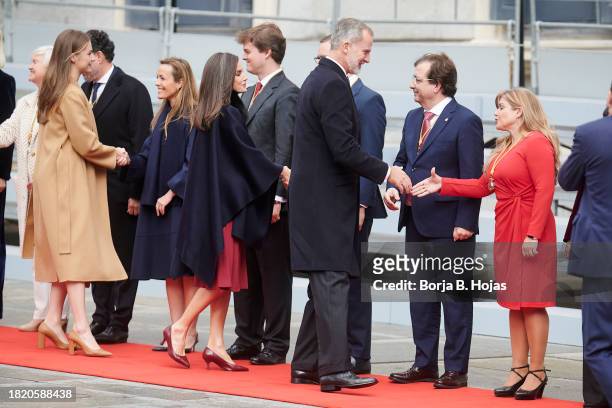 King Felipe VI of Spain , Queen Letizia of Spain and Crown Princess Leonor of Spain attend the solemn opening of the 15th legislature at the Spanish...