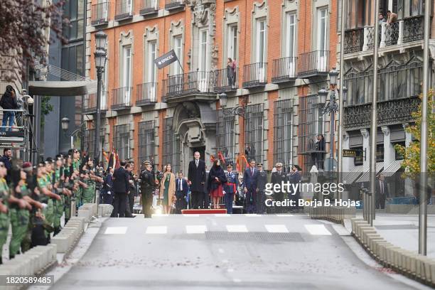 King Felipe VI of Spain , Queen Letizia of Spain and Crown Princess Leonor of Spain attend the solemn opening of the 15th legislature at the Spanish...