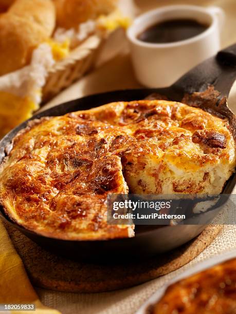 bacon and cheese frittata - frittata stock pictures, royalty-free photos & images