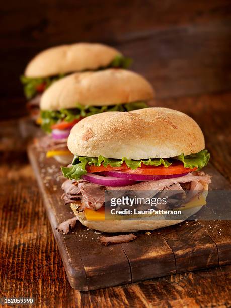 roast beef  sandwiches - roast beef sandwich stock pictures, royalty-free photos & images