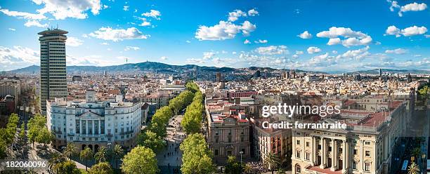 barcelona skyline - barcelona skyline stock pictures, royalty-free photos & images