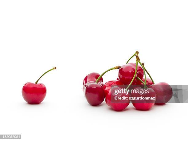 bunch of fresh cherries - cherry stock pictures, royalty-free photos & images